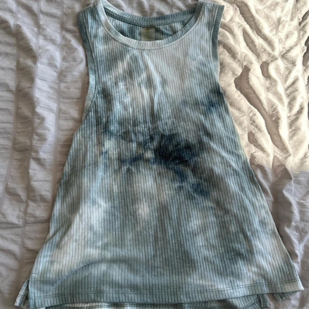 Athleta Ribbed Tie-Dye Tank Top - Blue & Teal
